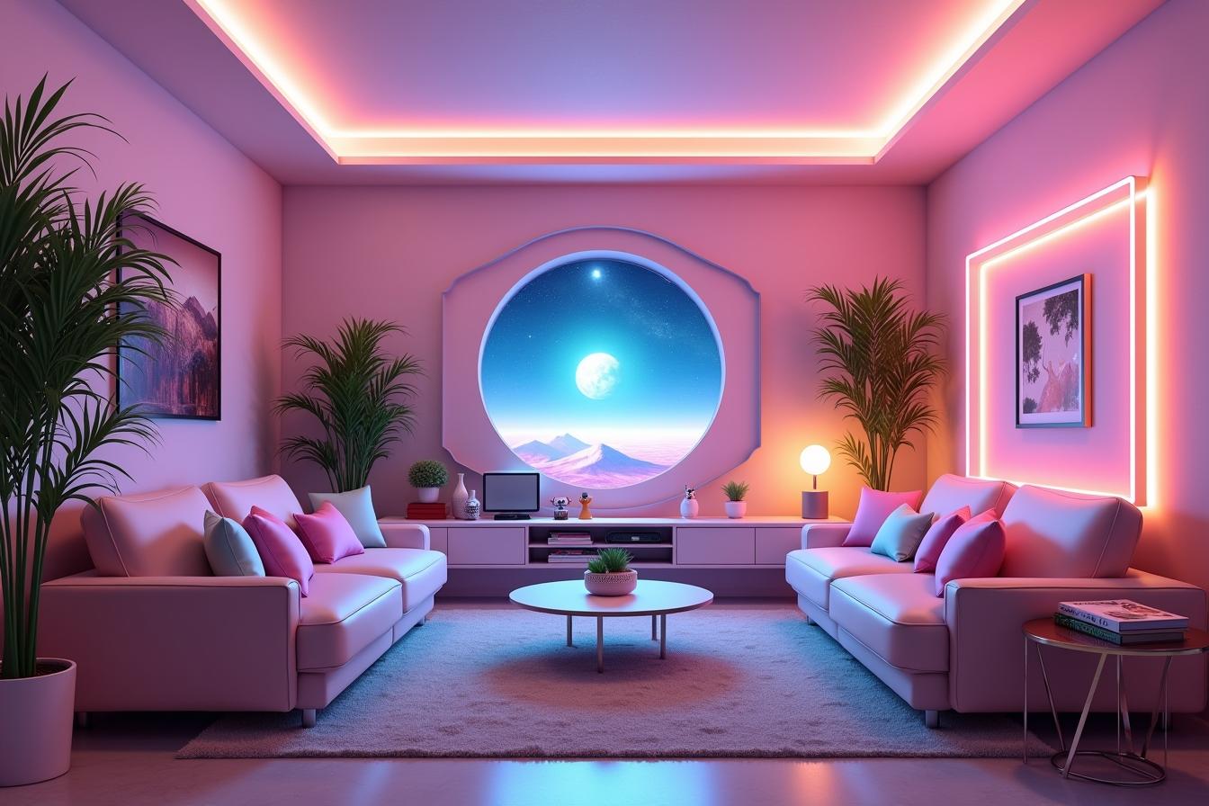 vaporwave living area