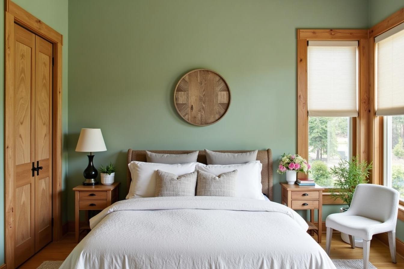 Wooden Accents with Sage Green Backdrop