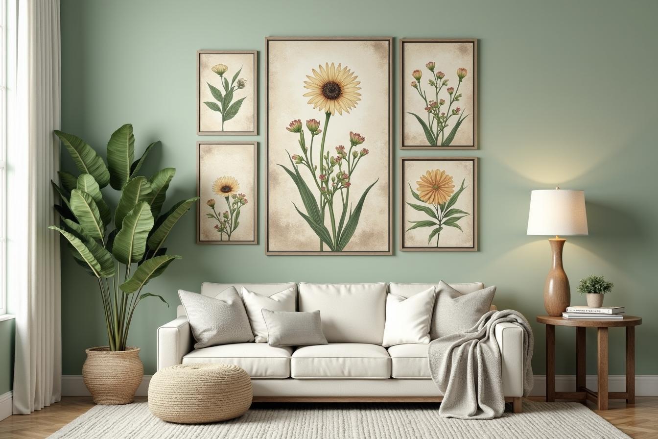 Rustic Artwork and Sage Green Walls