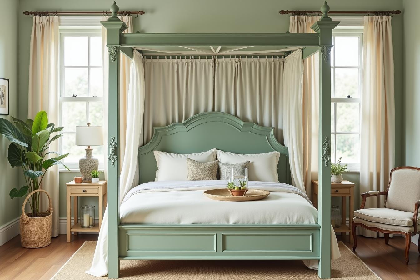 Sage Green Canopy Bed