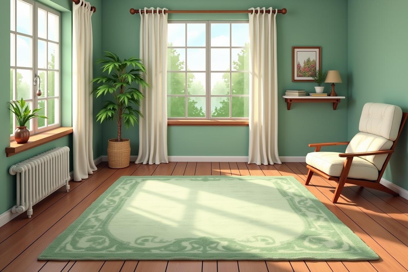 Sage Green Carpet on Hardwood Floors